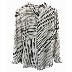 Chico's Women’s small brown White Striped animal print Button Up Career Safari